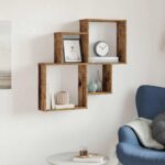 vidaXL Nástenná polica Staré drevo 80x15x78,5 cm Konštruktérske drevo – Obrázok 3