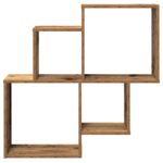vidaXL Nástenná polica Staré drevo 80x15x78,5 cm Konštruktérske drevo – Obrázok 4