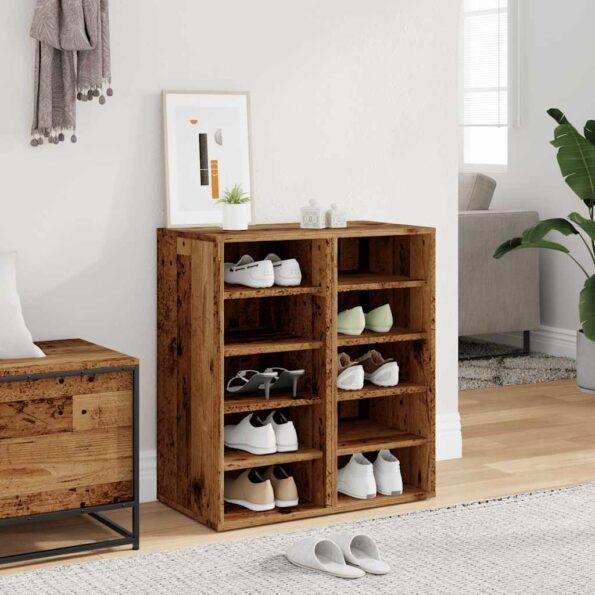 vidaXL Skrinky na topánky 2 ks staré drevo 32x35x70 cm drevotrieska – Obrázok 3