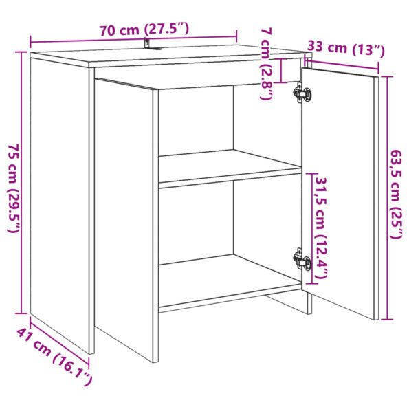 vidaXL Komoda dub artisan 70x41x75 cm spracované drevo – Obrázok 10