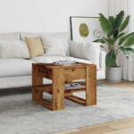 vidaXL Konferenčný stolík staré drevo 55,5x55x45 cm spracované drevo – Obrázok 3