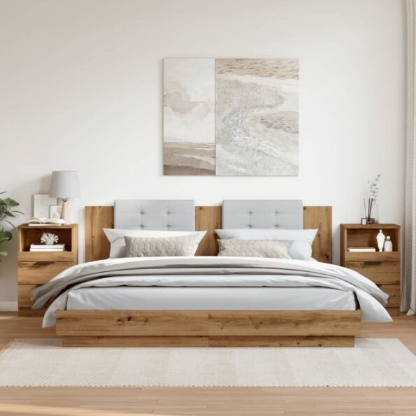 vidaXL Nočné stolíky 2 ks dub artisan 40x36x65 cm kompozitné drevo – Obrázok 4