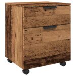 VidaXL pojazdná kartotéka s kolieskami Staré drevo 45x38x54 cm – Obrázok 2