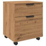 VidaXL Mobilná kartotéka s kolieskami Dub Artisan 45x38x54 cm Drevo – Obrázok 2