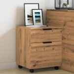 VidaXL Mobilná kartotéka s kolieskami Dub Artisan 45x38x54 cm Drevo – Obrázok 4