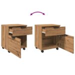 VidaXL Mobilná kartotéka s kolieskami Dub Artisan 45x38x54 cm Drevo – Obrázok 8