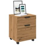 VidaXL Mobilná kartotéka s kolieskami Dub Artisan 45x38x54 cm Drevo
