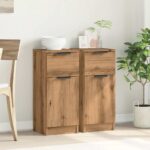 vidaXL Komody 2 ks dub artisan 30x30x70 cm spracované drevo – Obrázok 3