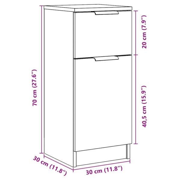vidaXL Komody 2 ks dub artisan 30x30x70 cm spracované drevo – Obrázok 11