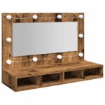 vidaXL Zrkadlová skrinka s LED Old Wood 90x31,5x62 cm – Obrázok 2