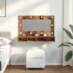 vidaXL Zrkadlová skrinka s LED Old Wood 90x31,5x62 cm – Obrázok 3