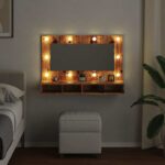 vidaXL Zrkadlová skrinka s LED Old Wood 90x31,5x62 cm – Obrázok 4