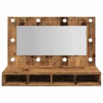 vidaXL Zrkadlová skrinka s LED Old Wood 90x31,5x62 cm – Obrázok 5