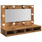 vidaXL Zrkadlová skrinka s LED Old Wood 90x31,5x62 cm – Obrázok 8