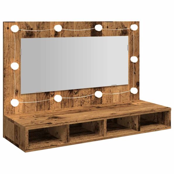 vidaXL Zrkadlová skrinka s LED Old Wood 90x31,5x62 cm – Obrázok 8