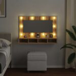 VidaXL zrkadlová skrinka s LED Artisan Dub 90x31,5x62 cm – Obrázok 4