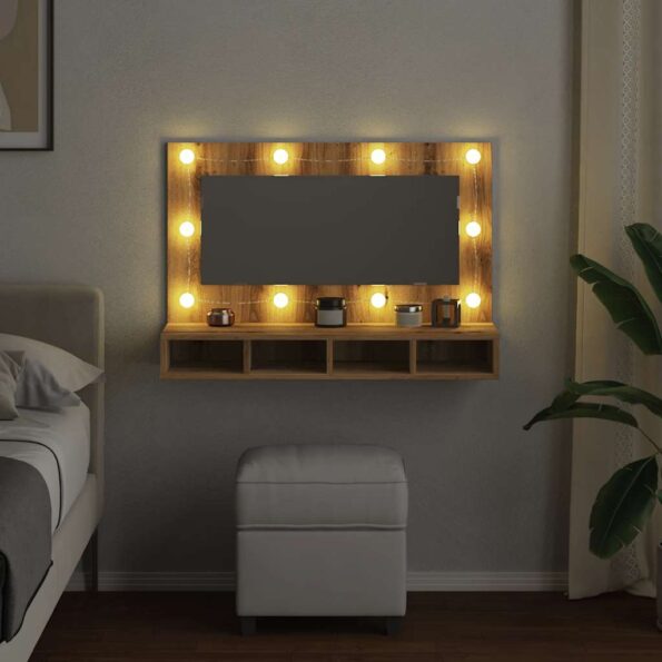 VidaXL zrkadlová skrinka s LED Artisan Dub 90x31,5x62 cm – Obrázok 4