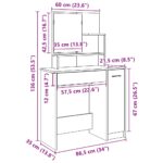 vidaXL toaletný stolík so zrkadlom Artisan Dub 86,5x35x136 cm – Obrázok 11