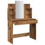 vidaXL toaletný stolík so zrkadlom Old Wood 96x39x142 cm – Obrázok 7