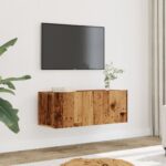vidaXL TV skrinky nástenné 2 ks staré drevo 80x30x41 cm