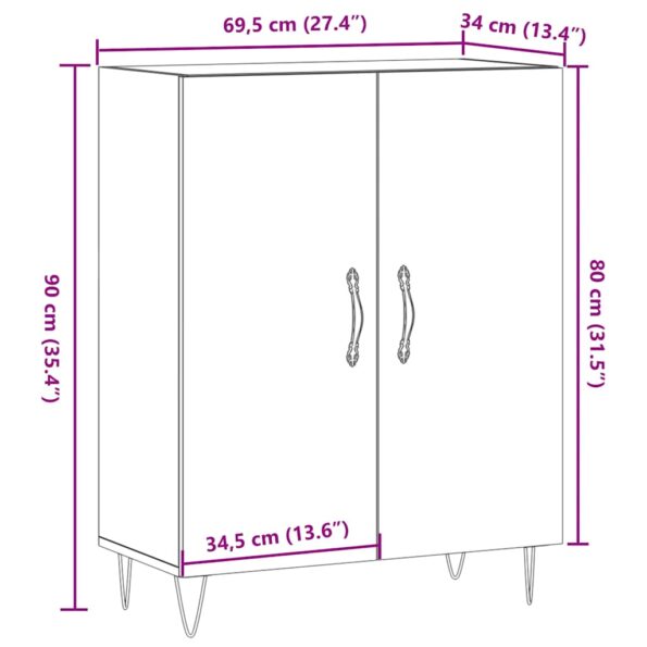 vidaXL Komoda dub artisan 69,5x34x90 cm kompozitné drevo – Obrázok 10