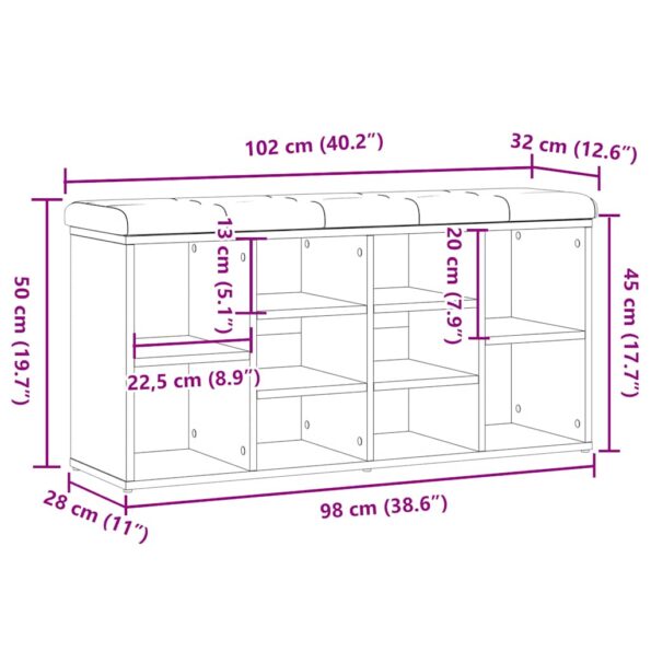 vidaXL Lavička na topánky Old Wood 102x32x50 cm Engineered Wood – Obrázok 9