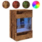 vidaXL TV nástenné skrinky s LED osvetlením 2 ks Staré drevo – Obrázok 5