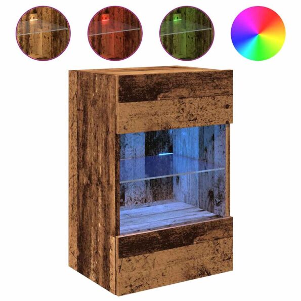 vidaXL TV nástenné skrinky s LED osvetlením 2 ks Staré drevo – Obrázok 5