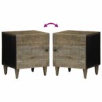 vidaXL Nočné skrinky 2 ks Svetlosivá 40x33x46 cm Masívne drevo Mango – Obrázok 7