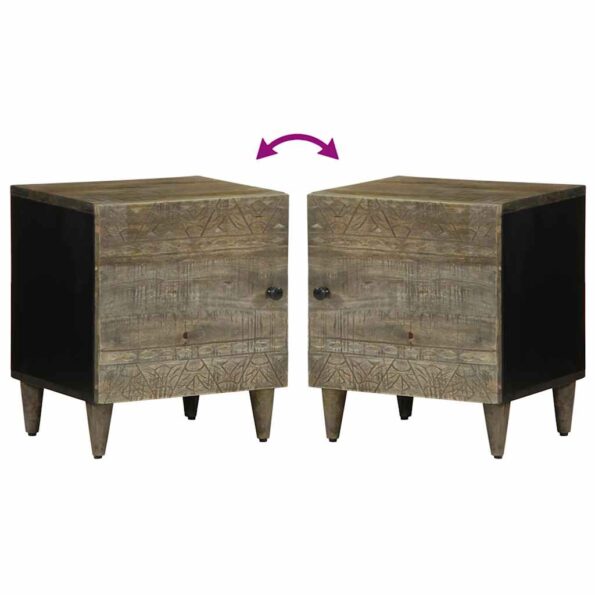 vidaXL Nočné skrinky 2 ks Svetlosivá 40x33x46 cm Masívne drevo Mango – Obrázok 7