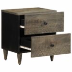 vidaXL Nočná skrinka Svetlosivá 40x33x46 cm Masívne drevo Mango – Obrázok 2