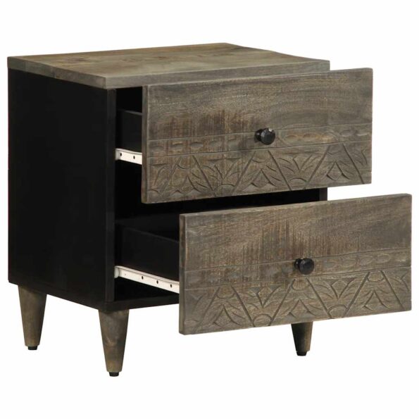 vidaXL Nočná skrinka Svetlosivá 40x33x46 cm Masívne drevo Mango – Obrázok 2