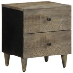 vidaXL Nočné skrinky 2 ks Svetlosivá 40x33x46 cm Masívne drevo Mango – Obrázok 2