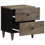 vidaXL Nočné skrinky 2 ks Svetlosivá 40x33x46 cm Masívne drevo Mango – Obrázok 3