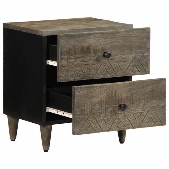 vidaXL Nočné skrinky 2 ks Svetlosivá 40x33x46 cm Masívne drevo Mango – Obrázok 3