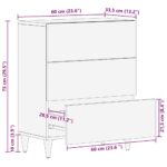 VidaXL Príborník Svetlosivá 60x33,5x75 cm Masívne drevo Mango – Obrázok 11
