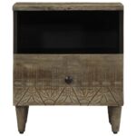 vidaXL Nočná skrinka Svetlosivá 40x33x46 cm Masívne drevo Mango – Obrázok 2