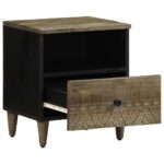 vidaXL Nočná skrinka Svetlosivá 40x33x46 cm Masívne drevo Mango – Obrázok 3