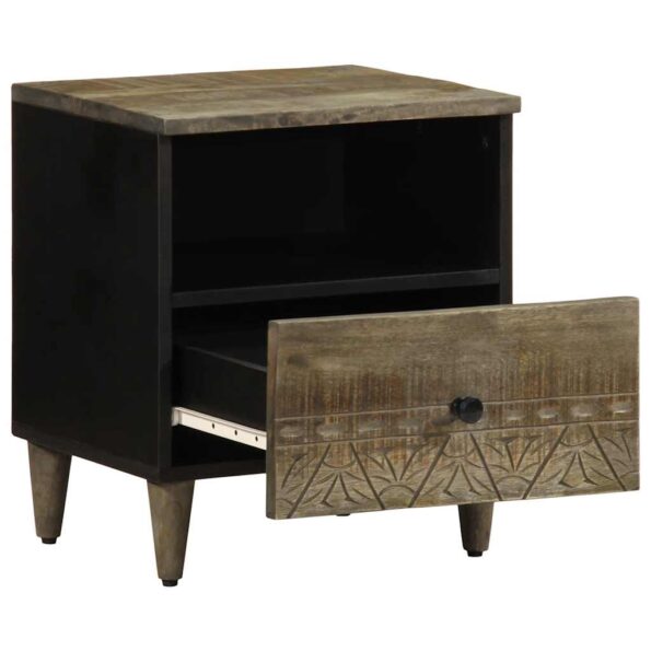 vidaXL Nočná skrinka Svetlosivá 40x33x46 cm Masívne drevo Mango – Obrázok 3