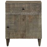 vidaXL Nočná skrinka Svetlosivá 50x33x60 cm Masívne drevo Mango – Obrázok 2