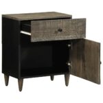 vidaXL Nočná skrinka Svetlosivá 50x33x60 cm Masívne drevo Mango – Obrázok 3