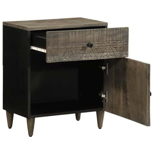 vidaXL Nočná skrinka Svetlosivá 50x33x60 cm Masívne drevo Mango – Obrázok 3