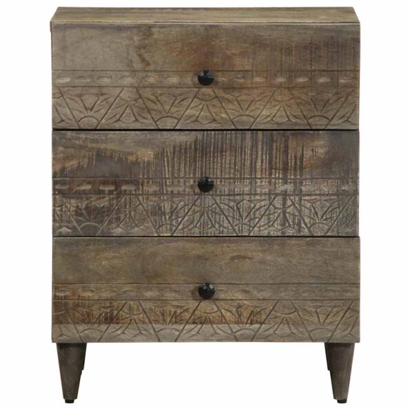 vidaXL Nočná skrinka Svetlosivá 50x33x60 cm Masívne drevo Mango – Obrázok 2