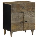 vidaXL Nočná skrinka Svetlosivá 50x33x60 cm Masívne drevo Mango