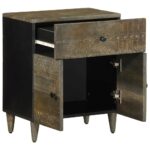 vidaXL Nočná skrinka Svetlosivá 50x33x60 cm Masívne drevo Mango – Obrázok 3