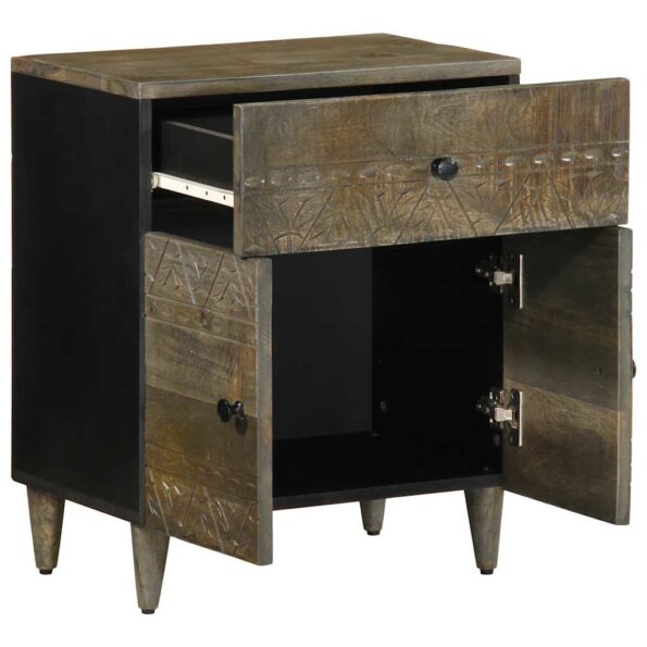 vidaXL Nočná skrinka Svetlosivá 50x33x60 cm Masívne drevo Mango – Obrázok 3