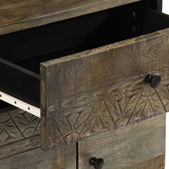 vidaXL Nočná skrinka Svetlosivá 50x33x60 cm Masívne drevo Mango – Obrázok 7