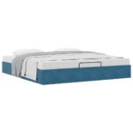 vidaXL Osmanský rám postele bez matraca Tmavomodrá 160x200 cm Zamat – Obrázok 2