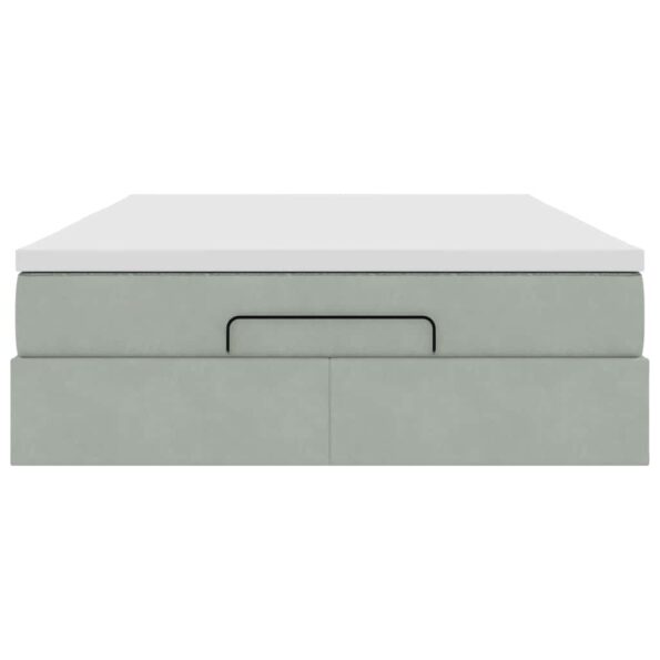 vidaXL Osmanská posteľ s matracom Svetlosivá 140x200cm Zamat – Obrázok 5