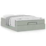 vidaXL Osmanská posteľ s matracom Svetlosivá 140x200cm Zamat